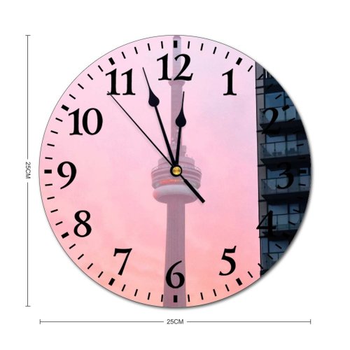 yanfind Fashion PVC Wall Clock Architecture Attract Building Center Central City Colorful Communication Complex Mute Suitable Kitchen Bedroom Decorate Living Room