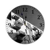 yanfind Fashion PVC Wall Clock Architectural Design Architecture Building Clouds Glass Items Shot Outdoors Sky Mute Suitable Kitchen Bedroom Decorate Living Room