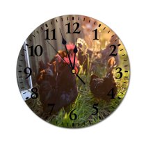 yanfind Fashion PVC Wall Clock Bird Agriculture Farm Grass Chicken Hen Outdoors Rural Duck Feather Poultry Farmyard Mute Suitable Kitchen Bedroom Decorate Living Room