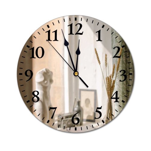 yanfind Fashion PVC Wall Clock Books Bunch Dried Flowers Glass Vase Gypsum Interior Nobody Sculpture Stack Still Mute Suitable Kitchen Bedroom Decorate Living Room