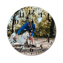 yanfind Fashion PVC Wall Clock Adorable Affection Beard Blurred Caress Charming Chordate Cute Dog Enjoy Ethnic Mute Suitable Kitchen Bedroom Decorate Living Room