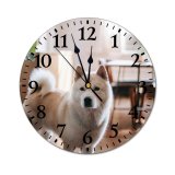 yanfind Fashion PVC Wall Clock Adorable Akita Inu Calm Creature Curious Cute Daytime Delicate Dog Fauna Mute Suitable Kitchen Bedroom Decorate Living Room