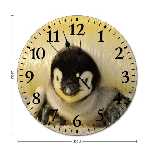 yanfind Fashion PVC Wall Clock Antarctic Antarctica Bird Cute Emperor Penguin Fur Isolated Polar Snow Wild Mute Suitable Kitchen Bedroom Decorate Living Room