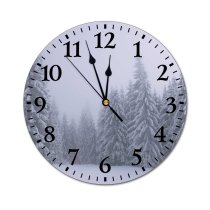 yanfind Fashion PVC Wall Clock Beauty Botany Breathtaking Coniferous Space Daytime Evergreen Fir Fog Forest Grow Growth Mute Suitable Kitchen Bedroom Decorate Living Room