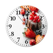 yanfind Fashion PVC Wall Clock Appetizing Arrange Arrangement Bake Baked Bakery Berry Blueberry Blurred Cake Confection Cookery Mute Suitable Kitchen Bedroom Decorate Living Room