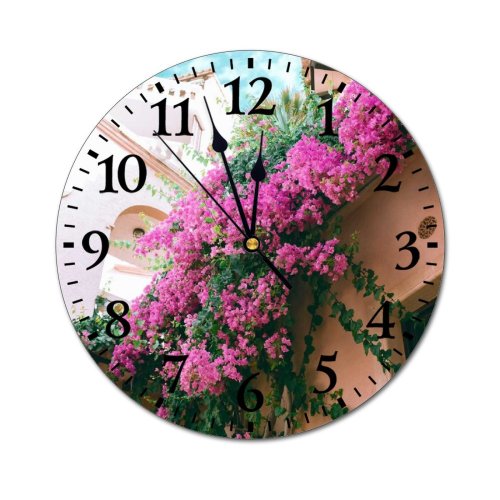 yanfind Fashion PVC Wall Clock Bloom Sky Botanic Botany Bougainvillea Spectabilis Daytime Decor Decoration Delicate Mute Suitable Kitchen Bedroom Decorate Living Room