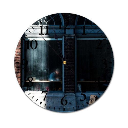 yanfind Fashion PVC Wall Clock Arched Architecture Building Café Center City Construction Contemporary Daylight Daytime District Facade Mute Suitable Kitchen Bedroom Decorate Living Room