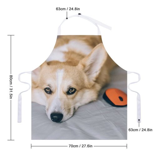 yanfind Custom aprons Adorable Beautiful Bed Friend Cute Dog Fur Furry Lazy white white-style1 70×80cm