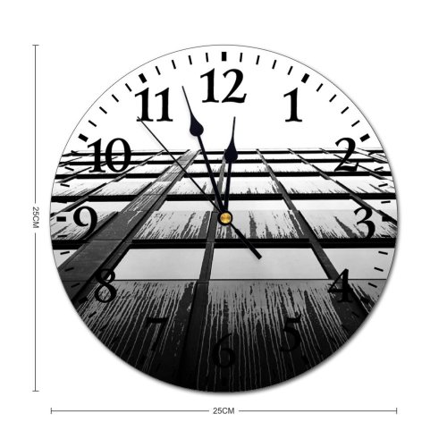 yanfind Fashion PVC Wall Clock Architectural Design Architecture Building Clouds Futuristic Glass Items Shot Sky Mute Suitable Kitchen Bedroom Decorate Living Room