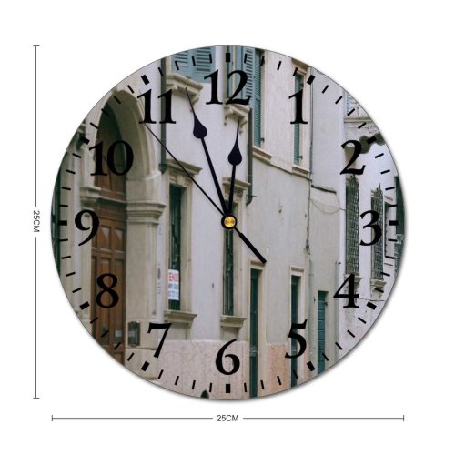 yanfind Fashion PVC Wall Clock Accommodation Aged Arched Architecture Area Balcony Building Calm City Construction Contemporary Mute Suitable Kitchen Bedroom Decorate Living Room