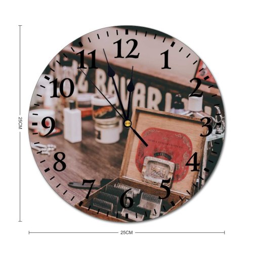 yanfind Fashion PVC Wall Clock Accessory Aged Appliance Attachment Barbershop Blurred Box Brush Care Classic Comb Container Mute Suitable Kitchen Bedroom Decorate Living Room