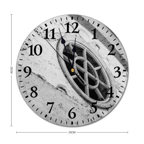yanfind Fashion PVC Wall Clock Aged Arch Arched Architecture Art Building Bw Carve Cathedral Classic Construction Decor Mute Suitable Kitchen Bedroom Decorate Living Room