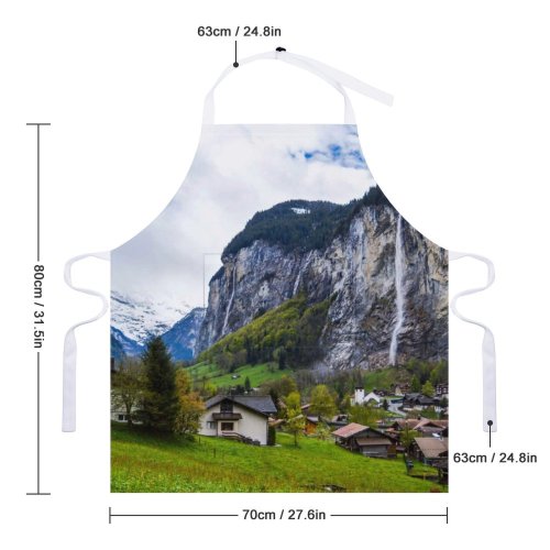 yanfind Custom aprons Admire Breathtaking Chalet Cloudy Cottage Countryside Destination Dwell Exterior Forest Grassy Highland white white-style1 70×80cm