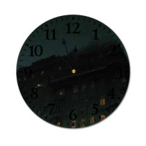 yanfind Fashion PVC Wall Clock Aged Architecture Building City Construction Space Dark District Dusk Dwell Evening Exterior Mute Suitable Kitchen Bedroom Decorate Living Room