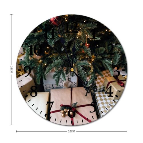 yanfind Fashion PVC Wall Clock Arrangement Atmosphere Ball Bauble Box Celebrate Christmas Tree Coniferous Cozy Creative December Mute Suitable Kitchen Bedroom Decorate Living Room