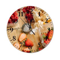 yanfind Fashion PVC Wall Clock Appetizing Arrangement Berry Board Container Cook Currant Decorate Delicious Dessert Edible Flavor Mute Suitable Kitchen Bedroom Decorate Living Room