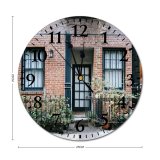 yanfind Fashion PVC Wall Clock Architecture Barrier Brick Wall Brickwork Building City Construction Contemporary Detail District Door001 Mute Suitable Kitchen Bedroom Decorate Living Room