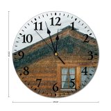yanfind Fashion PVC Wall Clock Aged Architecture Building Construction Countryside Curtain Dwell Exterior Facade Fluffy Idyllic Mute Suitable Kitchen Bedroom Decorate Living Room