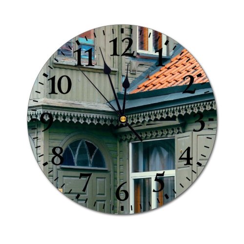 yanfind Fashion PVC Wall Clock Aged Arch Architecture Building City Construction Daytime Decor Decorative District Door Dwell Mute Suitable Kitchen Bedroom Decorate Living Room