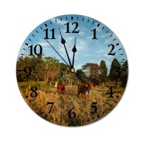 yanfind Fashion PVC Wall Clock Adorable Atmosphere Beauty Sky Bovidae Bovine Calf Calm Cattle Charming Mute Suitable Kitchen Bedroom Decorate Living Room