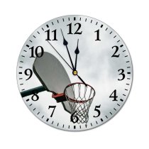 yanfind Fashion PVC Wall Clock Area Backboard Basketball Hoop Blurred City Cloud Cloudy Construction Court Daylight Mute Suitable Kitchen Bedroom Decorate Living Room