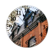 yanfind Fashion PVC Wall Clock Accommodation Aged Architecture Area Sky Brick Wall Building City Cloudless Condominium Construction Mute Suitable Kitchen Bedroom Decorate Living Room