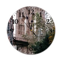 yanfind Fashion PVC Wall Clock Accommodation Aged America Architecture Attract Brooklyn Building City Cityscape Construction Daylight Mute Suitable Kitchen Bedroom Decorate Living Room