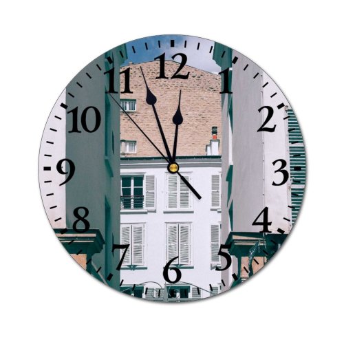 yanfind Fashion PVC Wall Clock Accommodation Aged Apartment Architecture Area Balcony Block Building City Classic Community Complex002 Mute Suitable Kitchen Bedroom Decorate Living Room