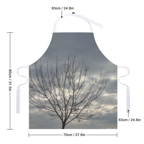 yanfind Custom aprons Outdoors Lonely Tree Park Sky Clouds Bird Flying Skyscape Natura Branches Winter white white-style1 70×80cm