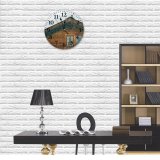 yanfind Fashion PVC Wall Clock Aged Architecture Building Construction Countryside Curtain Dwell Exterior Facade Fluffy Idyllic Mute Suitable Kitchen Bedroom Decorate Living Room