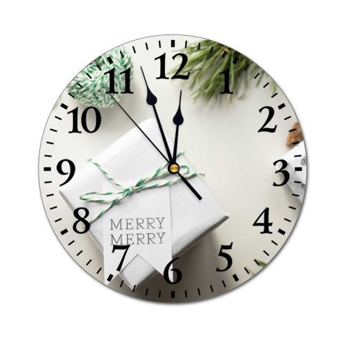 yanfind Fashion PVC Wall Clock Arrangement Band Box Branch Celebrate Christmas Congratulate Coniferous Space Craft December Decor Mute Suitable Kitchen Bedroom Decorate Living Room