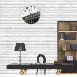 yanfind Fashion PVC Wall Clock Aged America Architecture Building Center City Cityscape Classic Column Complex Construction Contemporary Mute Suitable Kitchen Bedroom Decorate Living Room