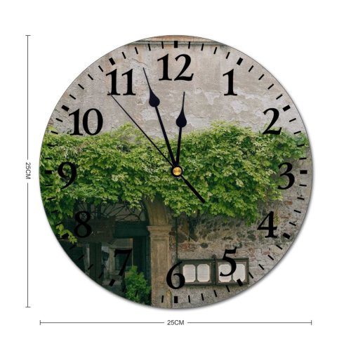 yanfind Fashion PVC Wall Clock Aged Ancient Architecture Bench Building Classic Concrete Construction Space Daylight Decorative Door Mute Suitable Kitchen Bedroom Decorate Living Room