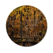 yanfind Fashion PVC Wall Clock Autumn Branch Building Cabin Colorful Cottage Countryside Deciduous Fall Flora Foliage Forest Mute Suitable Kitchen Bedroom Decorate Living Room