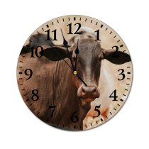 yanfind Fashion PVC Wall Clock Blurred Bovine Cattle Countryside Cow Creature Eat Farm Farmland Fauna Feed Field Mute Suitable Kitchen Bedroom Decorate Living Room