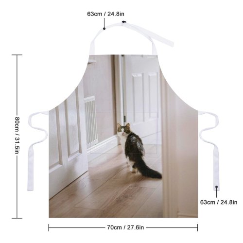 yanfind Custom aprons Adorable Attentive Calm Carnivore Cat Charming Chordate Concentrate Cute Door Floor white white-style1 70×80cm