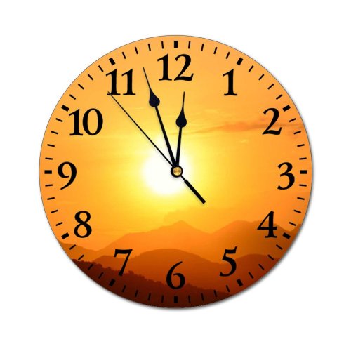 yanfind Fashion PVC Wall Clock Backlit Dawn Dusk Fog Golden Hour Landscape Laptop Light Outdoors Mute Suitable Kitchen Bedroom Decorate Living Room