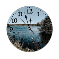 yanfind Fashion PVC Wall Clock Bird Botany Calm Clear Cloudless Coast Creature Duck Ecology Flow Foliage Fowl Mute Suitable Kitchen Bedroom Decorate Living Room