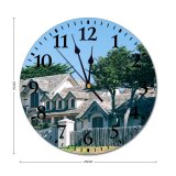 yanfind Fashion PVC Wall Clock Accommodation Aged Sky Building Bush Chimney Construction Cottage Countryside Detail Dwell Entrance Mute Suitable Kitchen Bedroom Decorate Living Room