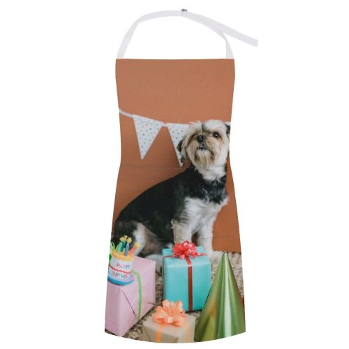 yanfind Custom aprons Adorable Portrait Birthday Party Present Canidae Celebrate Cute Dog Face white white-style1 70×80cm