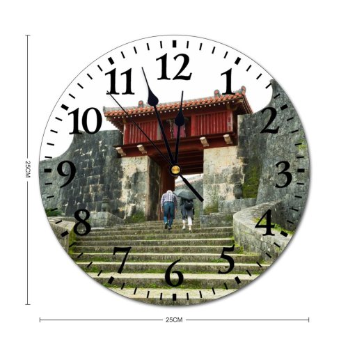 yanfind Fashion PVC Wall Clock Aged Ancient Anonymous Architecture Castle Space Couple Exterior Facade Faceless From Mute Suitable Kitchen Bedroom Decorate Living Room