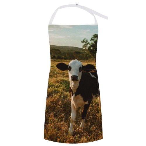 yanfind Custom aprons Adorable Bovidae Bovine Calf Calm Cattle Charming Chordate Space Countryside Cow white white-style1 70×80cm