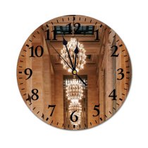 yanfind Fashion PVC Wall Clock Aged America Architecture Attract Balcony Brick Wall Building Ceiling Chandelier Classic Column Mute Suitable Kitchen Bedroom Decorate Living Room
