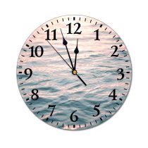 yanfind Fashion PVC Wall Clock Abstract Amazing Aqua Azure Bay Breathtaking Calm Space Dawn Dusk Evening Mute Suitable Kitchen Bedroom Decorate Living Room