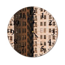 yanfind Fashion PVC Wall Clock Accommodation Aged Architecture Area Building Calm City Complex Condominium Construction Daytime Design Mute Suitable Kitchen Bedroom Decorate Living Room