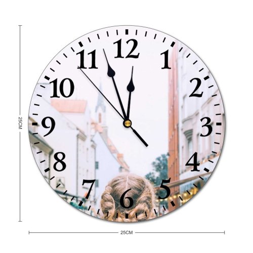 yanfind Fashion PVC Wall Clock Admire Alone Anonymous Architecture Attract Blond Blurred Braid Building Café Casual City Mute Suitable Kitchen Bedroom Decorate Living Room
