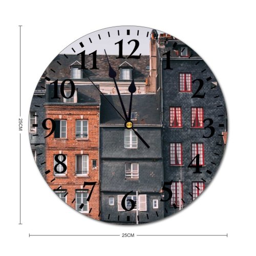 yanfind Fashion PVC Wall Clock Accommodation Aged Architecture Building Calm Chimney Complex Construction Daytime Design Destination Mute Suitable Kitchen Bedroom Decorate Living Room