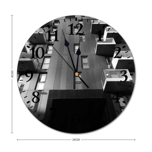 yanfind Fashion PVC Wall Clock Architectural Design Architecture Building Exterior City Futuristic Glass Items Shot Mute Suitable Kitchen Bedroom Decorate Living Room