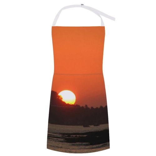 yanfind Custom aprons Forest Dusky Dusk Sunset Silhouetted Silhouette Dark Evening Beach Landscape Trees white white-style1 70×80cm