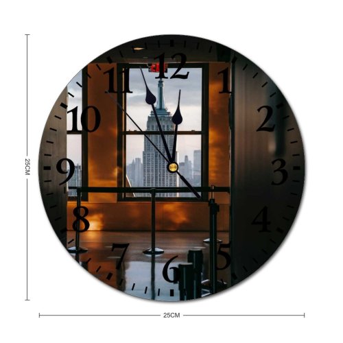 yanfind Fashion PVC Wall Clock Admire America Architecture Attract Building City Cityscape Construction Contemporary Corridor District Mute Suitable Kitchen Bedroom Decorate Living Room
